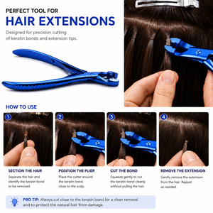 Pinzas Metálicas Azules para Extensiones de Cabello, Herramienta de Instalación y Remoción - Product Image 6