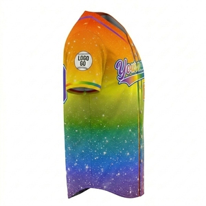 Maillot de baseball personnalisé sublimé pour homme, dégradé arc-en-ciel, nom d'équipe 73 Chase, séchage rapide, manches courtes, toutes saisons, uniforme adulte - Product Image 4