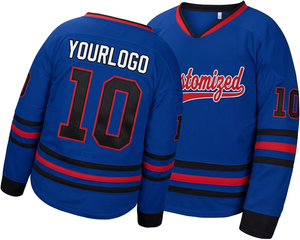 Camiseta de hockey sobre hielo personalizada al por mayor, de secado rápido, ligera, con nombre y número del equipo personalizados, ropa deportiva transpirable de alta calidad - Product Image 1