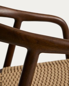 Chaise de salle à manger en teck massif de qualité supérieure avec assise en rotin tressé à la main – Fauteuil de style scandinave pour restaurant, café, hôtel - Product Image 6