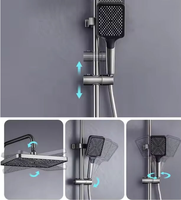Robinet de douche moderne noir mat à poignée unique avec barre coulissante et pommeau carré