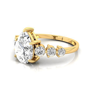 Anillo de Diamante Solitario Cultivado en Laboratorio, Corte Pera, 2 Quilates, Color D, Oro Sólido de 14K/18K, 6 Diamantes Sintéticos Amarillos, Certificado IGI - Product Image 6