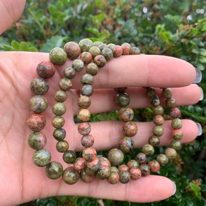 Natural Unakite <b>Bracelet</b> Green Pink Unakite Beaded <b>Bracelet</b> For <b>Healing</b> Reiki Energy Jewelry Wholesale 8mm - Product Image 2