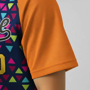 เสื้อเบสบอลลายทางสีสันตัดกัน 100% โพลีเอสเตอร์ สำหรับผู้ชาย ผู้หญิง ไซส์พลัส แขนสั้น พร้อมปักชื่อและหมายเลข - Product Image 3