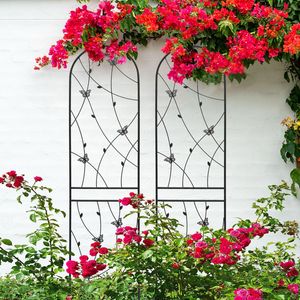 Set di 2 Tralicci da Giardino in Metallo Nero Antiruggine 220 cm x 50 cm, Supporto per Fiori da Esterno per Piante Rampicanti, Decorazione a Farfalla - Product Image 6