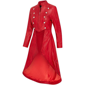 Manteau long gothique pour femme en similicuir 100 %, style punk, à capuche, fermeture éclair avant, élégant, mélange de matières, OEM ODM - Product Image 6