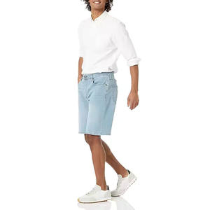 Shorts en jean décontractés pour homme, coupe ample, bleu foncé, en coton délavé, taille mi-haute, mode estivale - Product Image 4