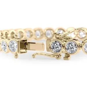 กำไลข้อมือเพชรแท้รับรองคุณภาพ ทองคำ 18K แบบเชื่อมต่อ คลาสสิกสำหรับสวมใส่ทุกวัน เครื่องประดับสำหรับผู้หญิง ทองคำ 18K ทรงกลม - Product Image 4