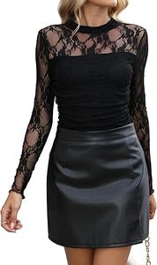 Long Sleeve Shirts Fashion Clothing <b>Turtle</b> <b>Necks</b> Sheer Ruched Going Out <b>Tops</b> Fall Outfits Slim Fit Blouses - Product Image 1