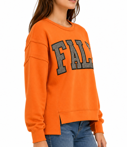 Pull-over personnalisé style universitaire à col montant en molleton épais avec applique de lettres en twill pour la sororité, l'esprit scolaire et les jours de match - Product Image 2