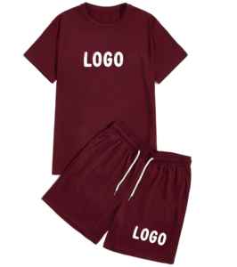 Conjunto de dos piezas de ropa urbana con diseño de logotipo personalizado, camiseta y pantalones cortos para hombre, moda urbana OEM, conjunto coordinado de verano. - Product Image 5