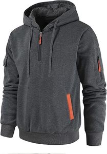 Sudadera con Capucha Negra para Hombre, Cierre de Cremallera a la Mitad, Corte Regular, 100% Poliéster, Felpa Francesa, Estilo Casual para Otoño - Product Image 5