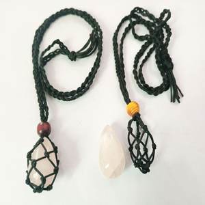 Tutorial Gemstone Macrame Inter changeable Pouch Necklace Tottaly HAndmade Healing <b>Jewellery</b> From India - Product Image 5