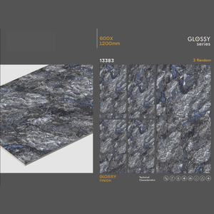 Azulejos de porcelana modernos para suelo, 60x120 cm, imitación de piedra brillante, textura brillante, para uso interior en salas de estar, modelo 1338 - Product Image 4