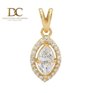 IGI Certified Jewelry for Women's Necklace 14KT <b>Solid</b> Yellow <b>Gold</b> Lab Grown Diamond Round Marquise Brilliant Cut <b>Pendant</b> Charm - Product Image 1