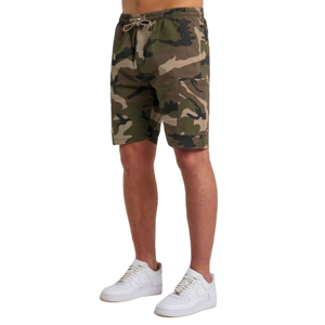 Shorts en toile et maille respirants pour hommes, style fitness urbain, 100 % polyester, motif uni, avec logo décoratif, vente en gros sur mesure - Product Image 3