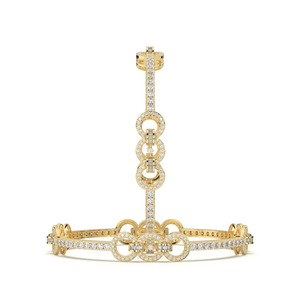 Ensemble de bracelets entrelacés en or massif 14 carats pour femme, sertis de diamants de laboratoire taille ronde et baguette, clarté VVS1, paire de bracelets en diamants - Product Image 3