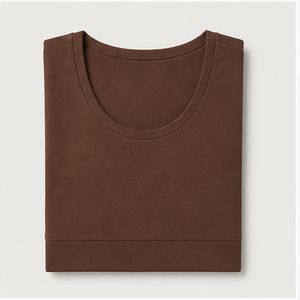 T-shirt sans manches à col rond pour femme, couleur marron chocolat, coupe classique, WTS-0107 - Product Image 5