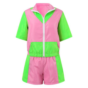 Ensemble de survêtement personnalisé style 2026 pour femme : coupe-vent léger, sweat à capuche court zippé en nylon et pantalon de jogging - Product Image 3