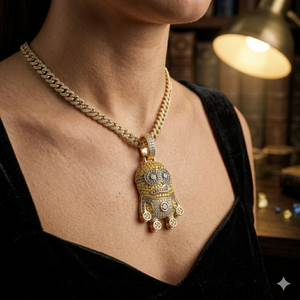 Iced 925 <b>Silver</b> Hip Hop Style Custom Cute Minion Cartoon Moissanite <b>Necklace</b> Rhodium Plated Fine Pendants Charms Children Party - Product Image 3