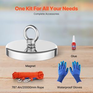 Kit per Pesca Magnetica con Magnete Potente 1300 LBS/590 Kg, Forza di Trazione Unilaterale, Strumenti e Accessori per Pesca Magnetica in Neodimio - Product Image 3