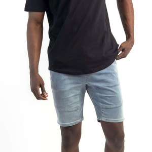 Shorts d'été vintage pour hommes, effet usé, broderie, délavage acide, en coton épais, avec poches - Product Image 1