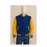 Blouson universitaire personnalisé avec patch brodé en chenille, corps en laine, manches en cuir, vente en gros OEM
