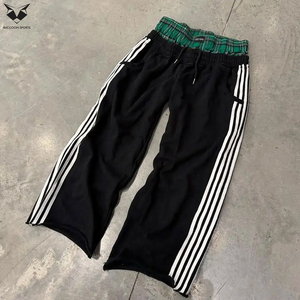 Pantalones Deportivos de Punto Recto con Rayas Curvas y Ligeras para Hombre, con Rayas Laterales, Tejido Transpirable de Lona, Cierre con Cordón, Estilo Urbano - Product Image 5