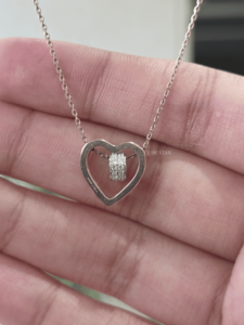 Collar con Colgante de Corazón de Oro de 14K y Diamante Cultivado en Laboratorio de 0.45ct, Diseño Pavé, Joyería Fina Clásica de Lujo, Regalo para Mujer - Product Image 2