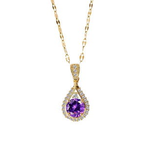 Collier pendentif goutte d'eau AMBER JEWELS plaqué or 18 carats avec zircon cubique et perle d'eau douce taille ovale certifiée IGI, unisexe, classique - Product Image 3