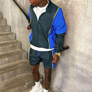 Custom 2-Piece Pleated Nylon Breathable Waterproof Suit UV Light Reflective <b>Windbreaker</b> Tracksuit Zip up Jacket and Short Set - Product Image 4