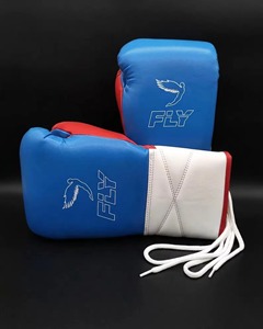 Fly Boxing Gloves Blue White <b>Red</b> PU Full Finger <b>Lace</b>-up Design for Adults Martial Arts Training - Product Image 3