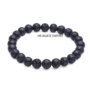 Bracelet de perles de cristaux de quartz de lave en agate naturelle de 8mm du fournisseur en gros artisanat de pierre semi-précieuse de style religieux - Product Image 1