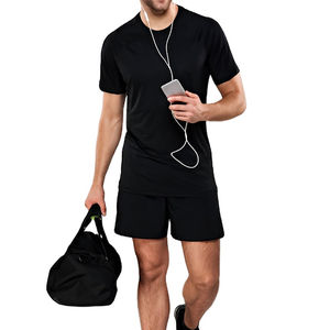 Conjunto de camiseta y pantalones cortos deportivos de verano con logotipo personalizado para hombre, conjunto de pantalones cortos de algodón para correr, conjunto de pantalones cortos personalizados para hombre, precio al por mayor. - Product Image 2