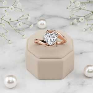 Moissanite 3CT Heart Cut Unique Bypass <b>Solitaire</b> <b>Ring</b> For Women's Gold Plated original 925 <b>Silver</b> Wedding Promise Gift For Lover - Product Image 3