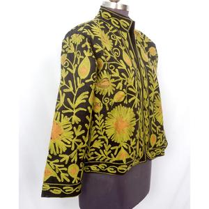 Handmade Unique Hand Embroidered 100% Cotton Cotrise Quilted <b>Jacket</b> Women Full Sleeves <b>Mandarin</b> <b>Collar</b> Breathable Quick Autumn - Product Image 4
