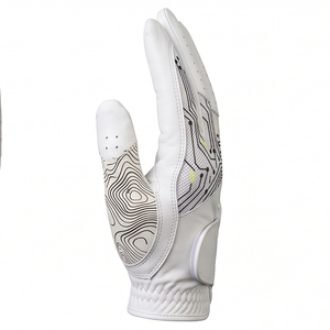 Gant de golf blanc avec motif de circuit imprimé, respirant, en cuir véritable, pour main droite, unisexe, fermeture à enfiler - Product Image 4