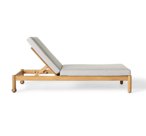 Chaise longue d'extérieur en teck massif de qualité supérieure avec dossier réglable et coussin pour piscine, jardin, resort, hôtel - Product Image 2