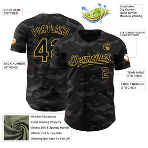 เสื้อเบสบอล Yourteams สีดำลายพราง พิมพ์ลายแบบ Sublimated แขนสั้นสำหรับผู้ชาย ระบายอากาศได้ดี ผลิตจากโพลีเอสเตอร์ ทรงปกติ สำหรับผู้ใหญ่ แบบสั่งทำ - Product Image 2