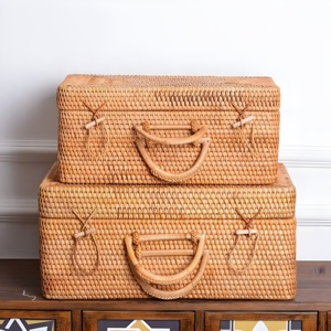 Ratttan-maletines rústicos estilo bohemio, bolsos y funda, logotipo personalizado, varios tamaños, OEM, Exportación - Product Image 2