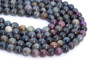 Perles de pierres précieuses en rubis et saphirs naturels authentiques, multicolores, rondes, en vrac, pour la création de bijoux, bracelets et colliers - Product Image 2