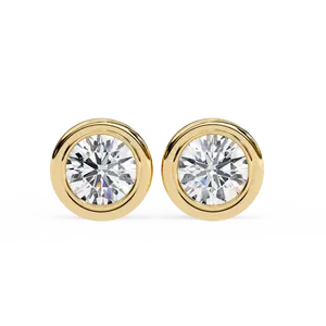 Fine Jewelry Pair Earwear Fastening <b>Post</b> Back 1.5ct <b>Round</b> Brilliant Cut Lab grown Diamond Solitaire Bezel Stud Earrings - Product Image 1