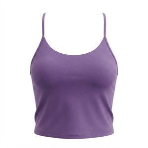 Débardeur en tricot pour femme, couleur unie, col rond, en spandex et polyester, respirant, style décontracté, longueur courte - Product Image 5