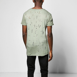 Camiseta de Hombre con Efecto Desgastado, Lavado Ácido, Cuello Redondo, Manga Corta, Verano, Moda Casual, Transpirable, Secado Rápido, al Mejor Precio al por Mayor - Product Image 2