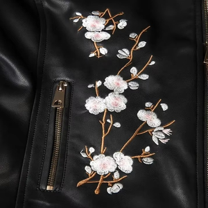 <b>Sheepskin</b> Design Genuine Leather Windproof Breathable Heated Embroidered Women Leather <b>Jacket</b> Customize Embroidery - Product Image 5