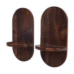 Solid Sheesham Wood Wall Mounted <b>Candle</b> Holder | Wooden Pillar Mombatti Stand for Home Décor | Farmhouse <b>Floating</b> <b>Candle</b> - Product Image 2