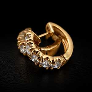 Boucles d'oreilles créoles en or massif 9K avec diamants de laboratoire taille brillant rond, micro-incrustation, plaqué or, bijoux de luxe pour femme, cadeau VS1 - Product Image 3