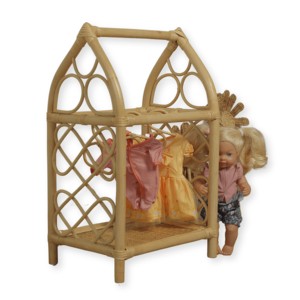 Porte-vêtements en rotin naturel fait main, étagère, support de rangement pour vêtements de chambre d'enfant, meuble écologique pour chambre d'enfant, armoire pour poupées - Product Image 4