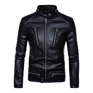 Chaqueta de Cuero Genuino para Hombre con Logotipo Personalizado en la Parte Delantera, Impermeable, Resistente al Viento, con Cierre, Corte Holgado, Formal, de PU - Product Image 6