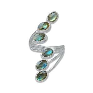 925 Sterling Silver Engagement <b>Rings</b> for Women with Labradorite Natural Stone <b>Adjustable</b> <b>Ring</b> for Female - Product Image 1